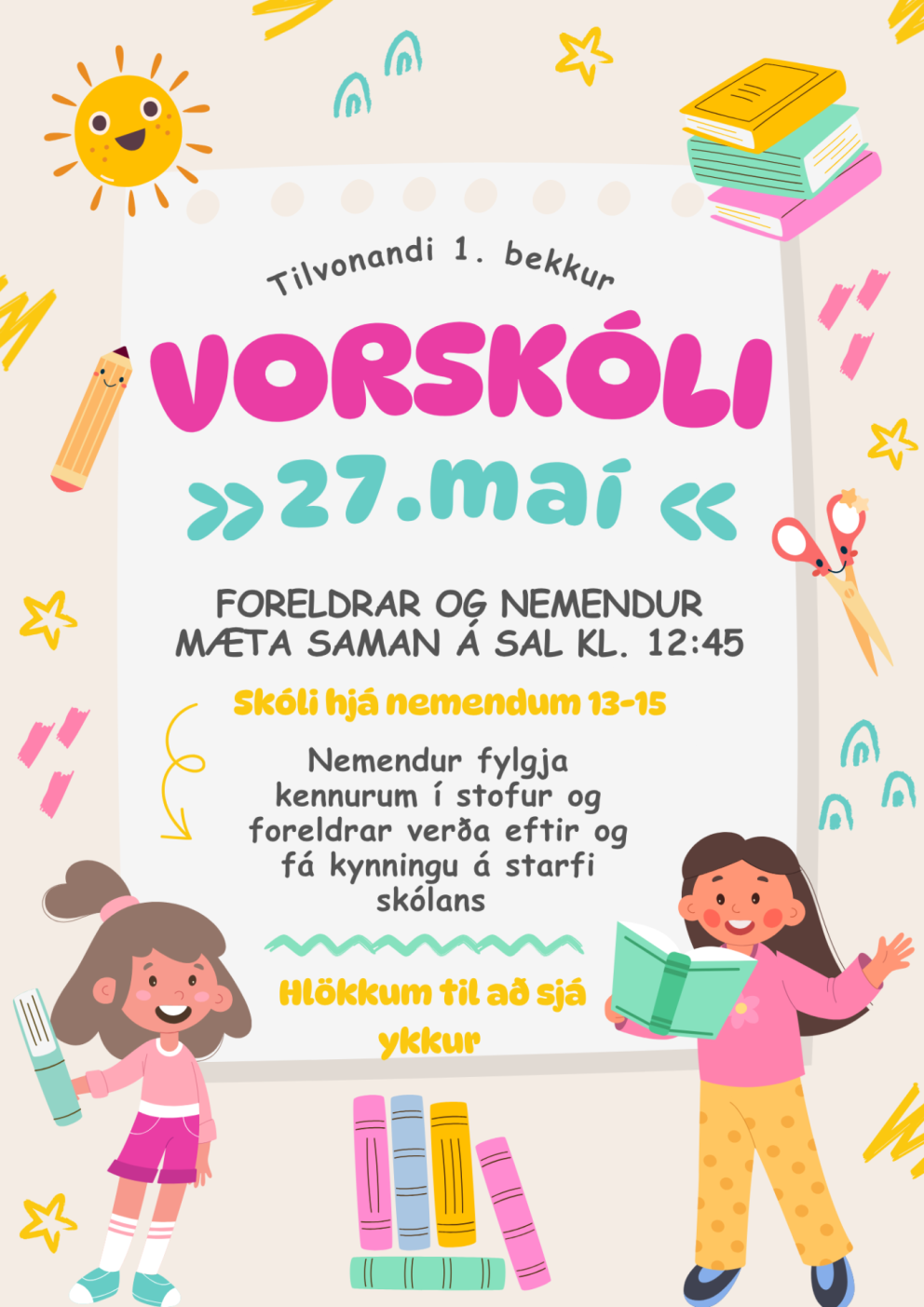 Vorskóli og foreldrafundur fyrir tilvonandi 1. bekk
