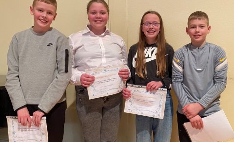 Sigurverarar í upplestrarkeppninni: Ingi Gunnar, Sigrún Gígja, Magdalena og Heiðmar Þór.