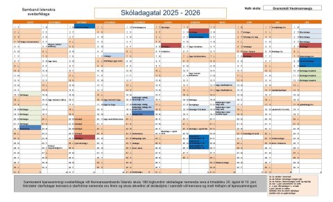 Breyting á núverandi skóladagatali